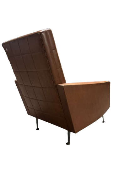 Paire de fauteuils vintage en skai marron